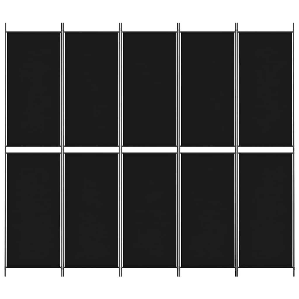 Divisorio 5 Pannelli Nero 250x220 cm Tessuto - homemem39
