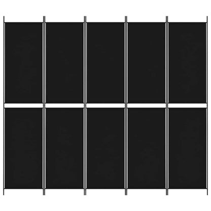 Divisorio 5 Pannelli Nero 250x220 cm Tessuto - homemem39