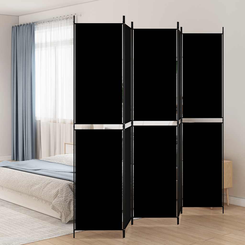 Divisorio 5 Pannelli Nero 250x220 cm Tessuto - homemem39
