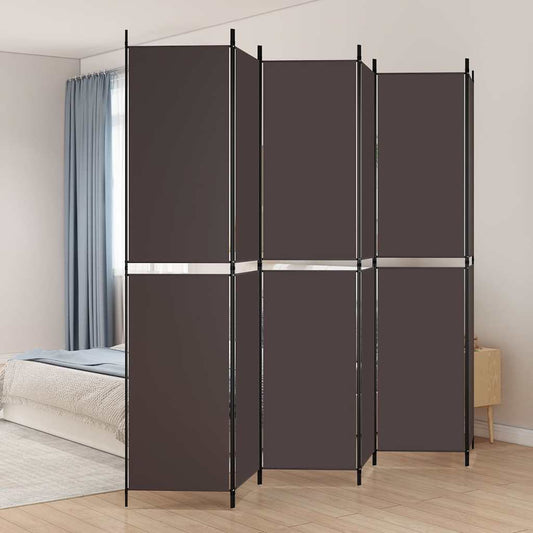 Divisorio a 6 Pannelli Marrone 300x220 cm in Tessuto