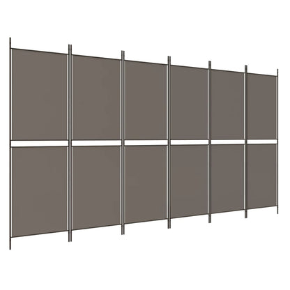 Divisorio a 6 Pannelli Antracite 300x220 cm Tessuto - homemem39