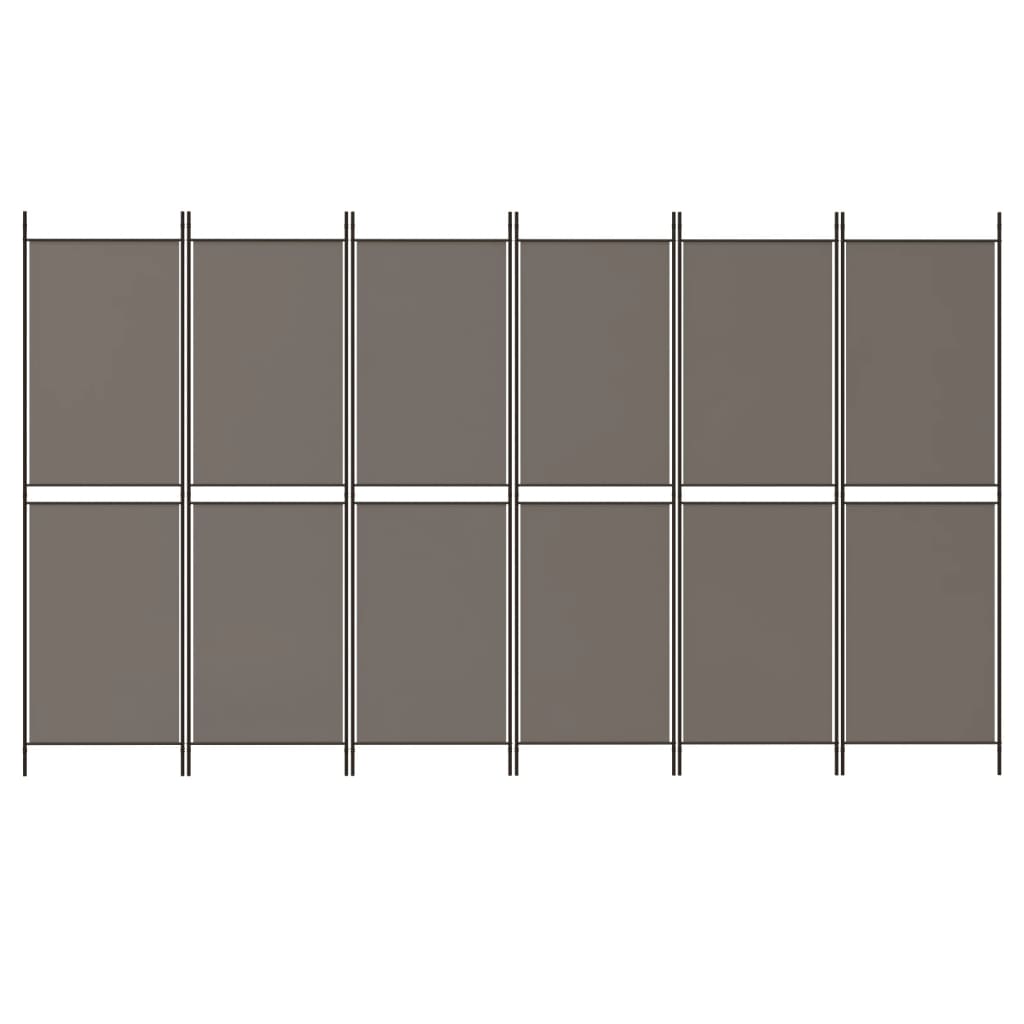 Divisorio a 6 Pannelli Antracite 300x220 cm Tessuto - homemem39