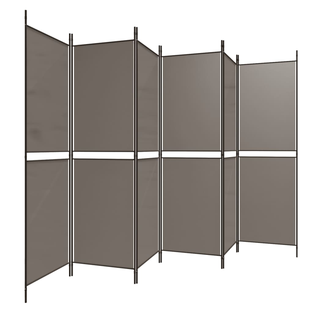 Divisorio a 6 Pannelli Antracite 300x220 cm Tessuto - homemem39