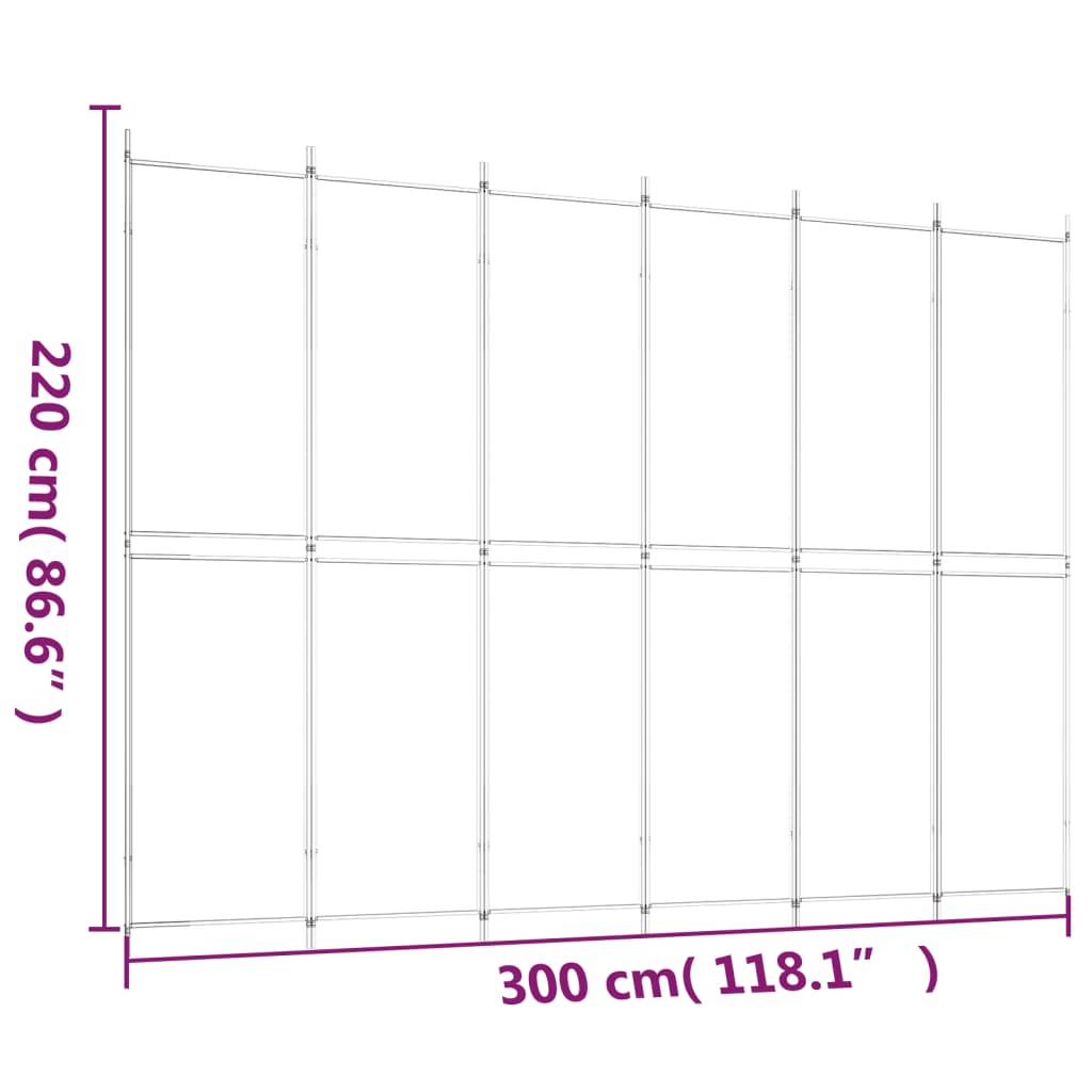 Divisorio a 6 Pannelli Antracite 300x220 cm Tessuto - homemem39