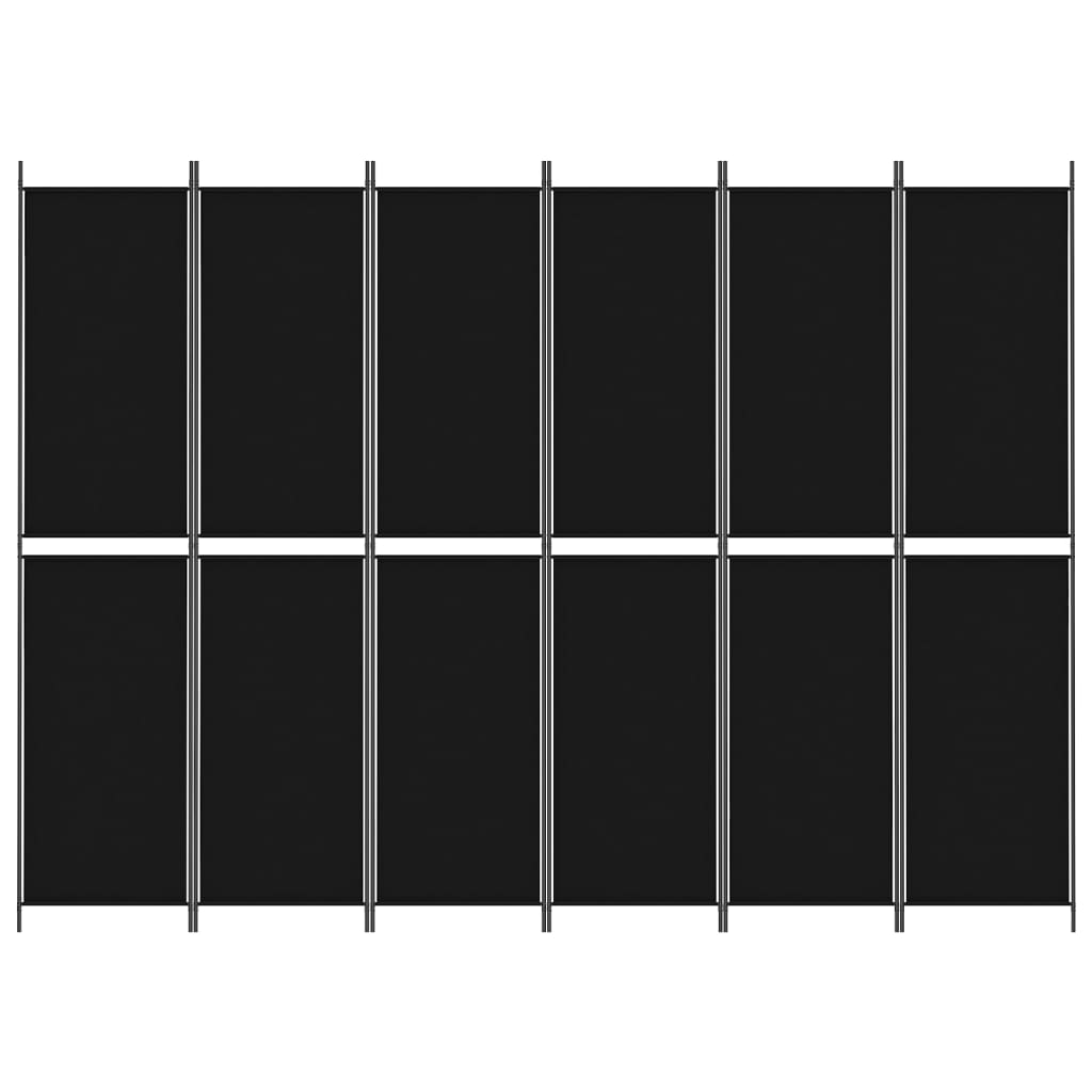 Divisorio a 6 Pannelli Nero 300x220 cm in Tessuto