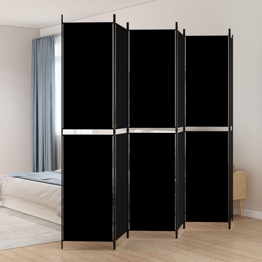 Divisorio a 6 Pannelli Nero 300x220 cm in Tessuto - homemem39