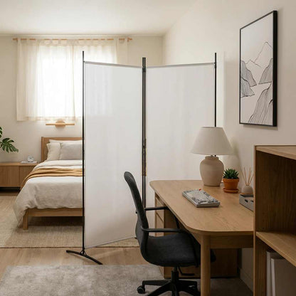 Divisorio a 2 Pannelli Bianco 175x180 cm Tessuto - homemem39