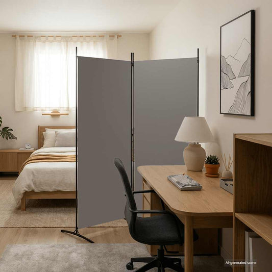 Divisorio a 2 Pannelli Antracite 175x180 cm Tessuto - homemem39