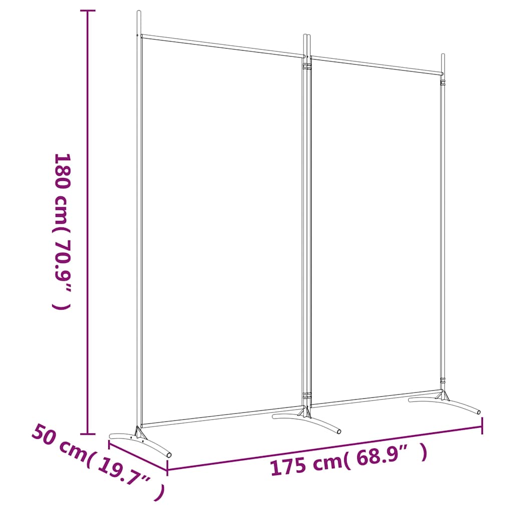 Divisorio a 2 Pannelli Nero 175x180 cm in Tessuto - homemem39
