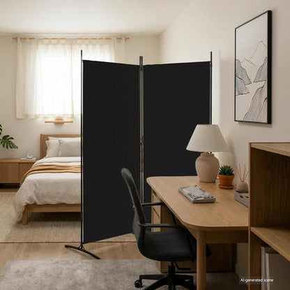 Divisorio a 2 Pannelli Nero 175x180 cm in Tessuto - homemem39