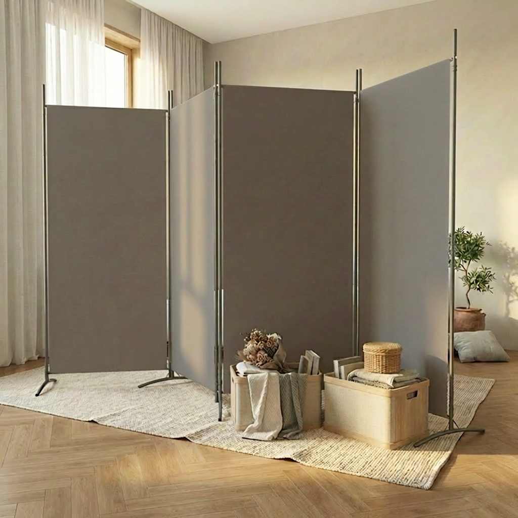 Divisorio a 4 Pannelli Antracite 346x180 cm Tessuto - homemem39