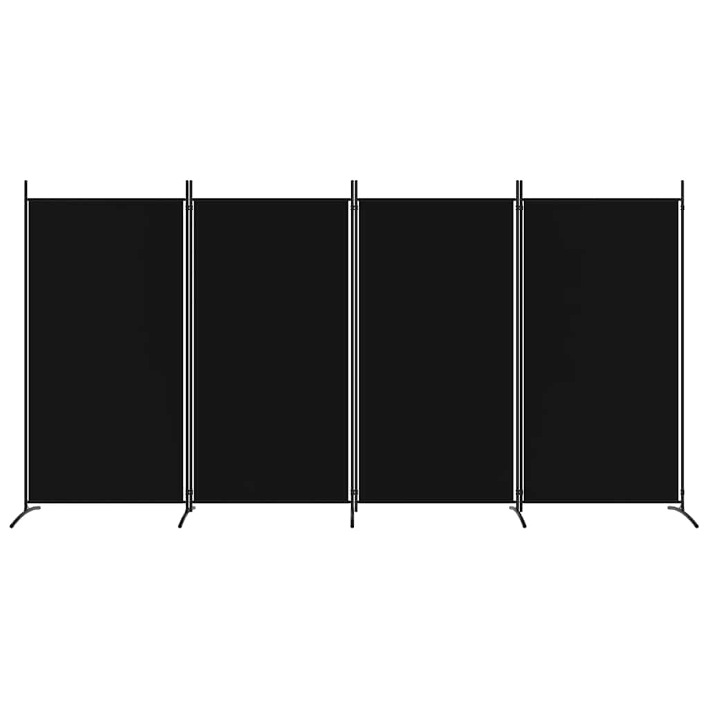 Divisorio a 4 Pannelli Nero 346x180 cm in Tessuto - homemem39
