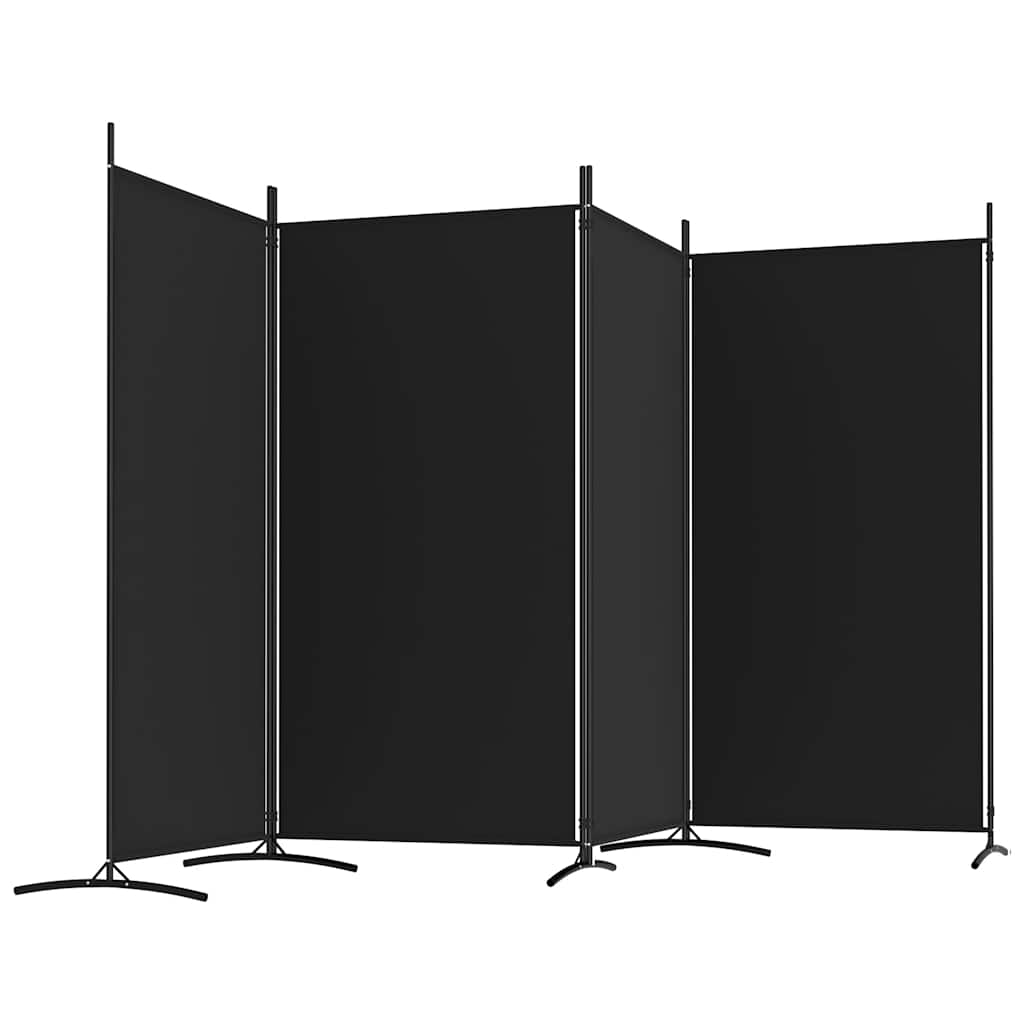 Divisorio a 4 Pannelli Nero 346x180 cm in Tessuto - homemem39