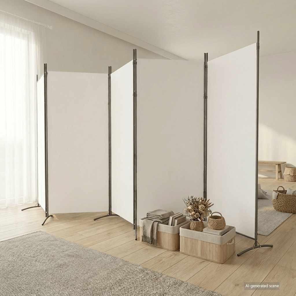 Divisorio a 5 Pannelli Bianco 433x180 cm Tessuto - homemem39