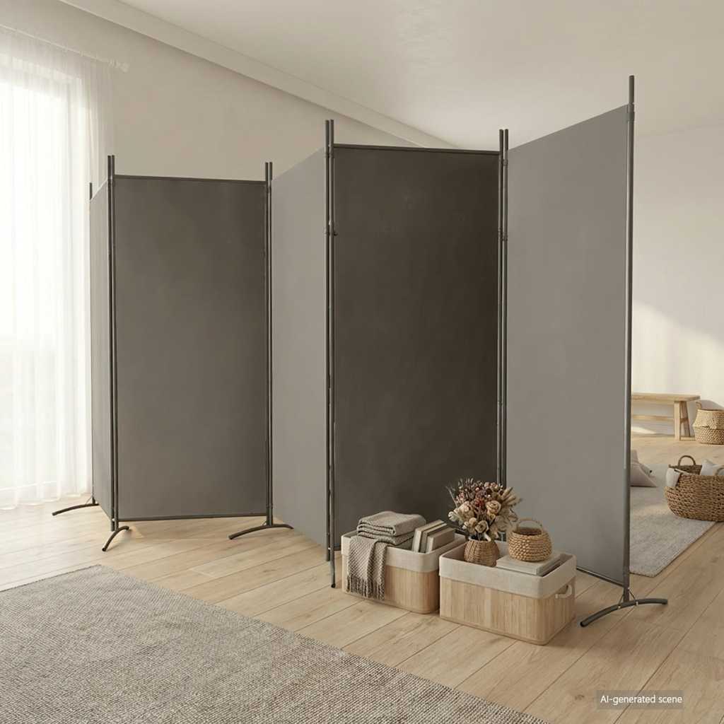 Divisorio a 5 Pannelli Antracite 433x180 cm Tessuto - homemem39