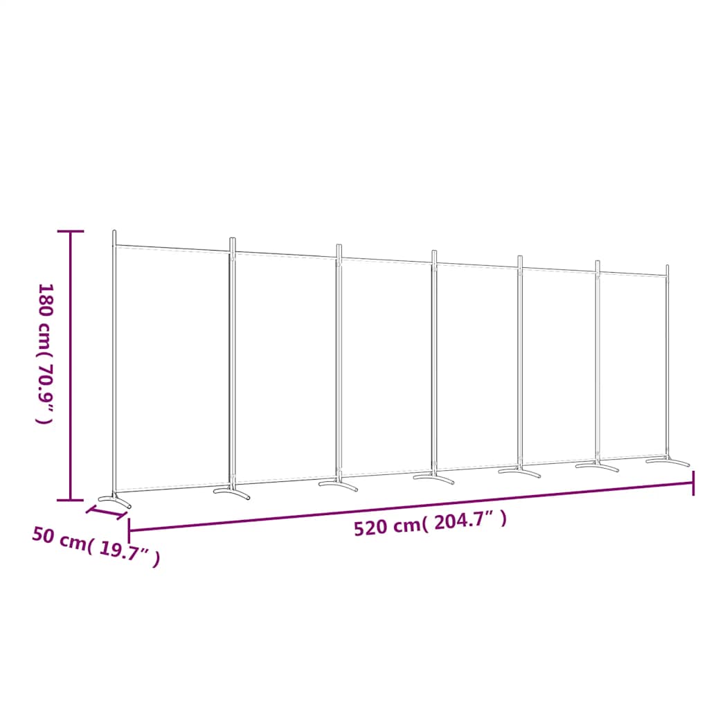 Divisorio a 6 Pannelli Bianco 520x180 cm Tessuto - homemem39