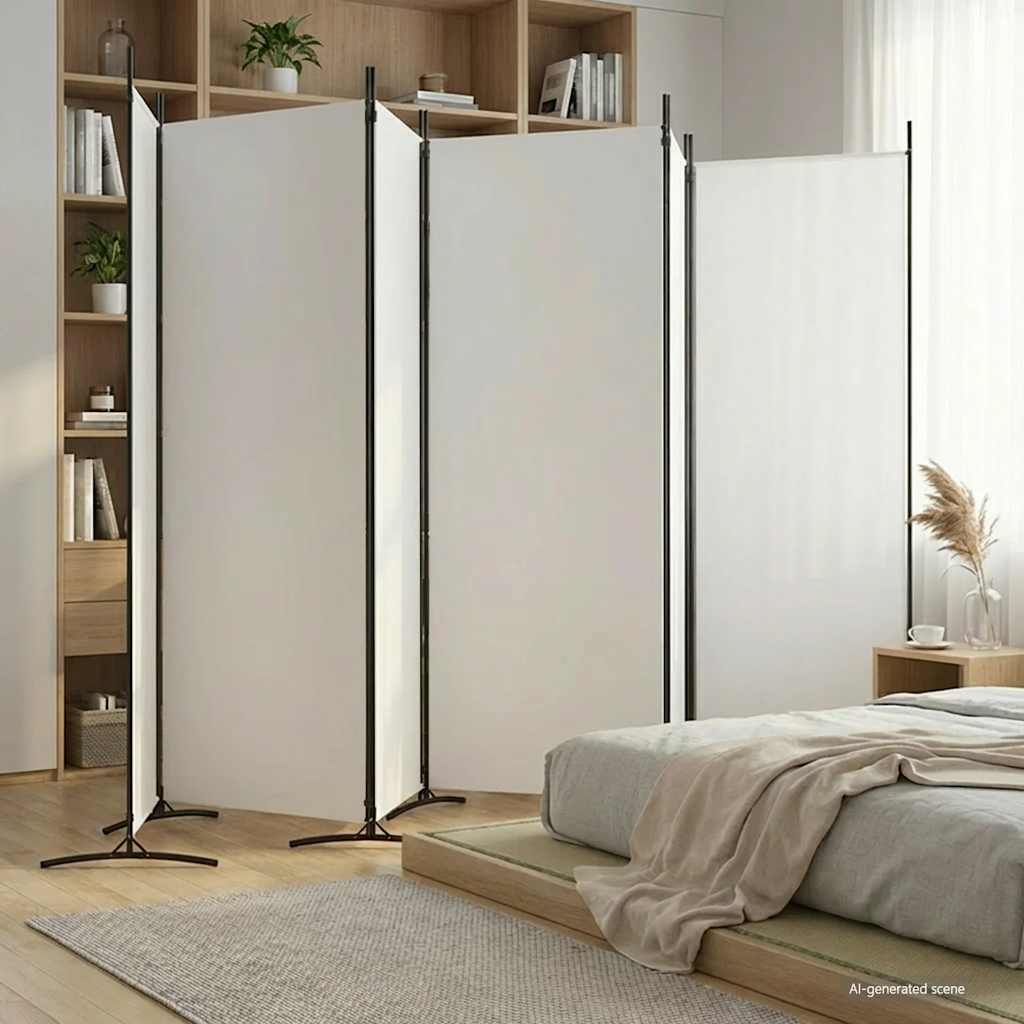 Divisorio a 6 Pannelli Bianco 520x180 cm Tessuto - homemem39