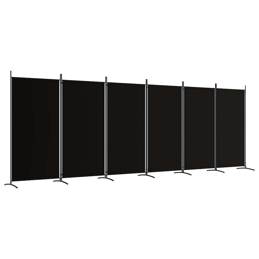 Divisorio a 6 Pannelli Nero 520x180 cm in Tessuto - homemem39