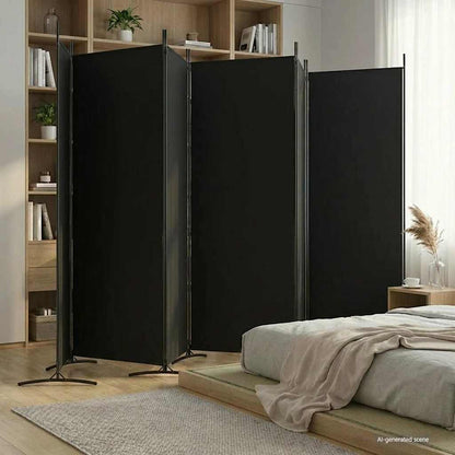 Divisorio a 6 Pannelli Nero 520x180 cm in Tessuto - homemem39