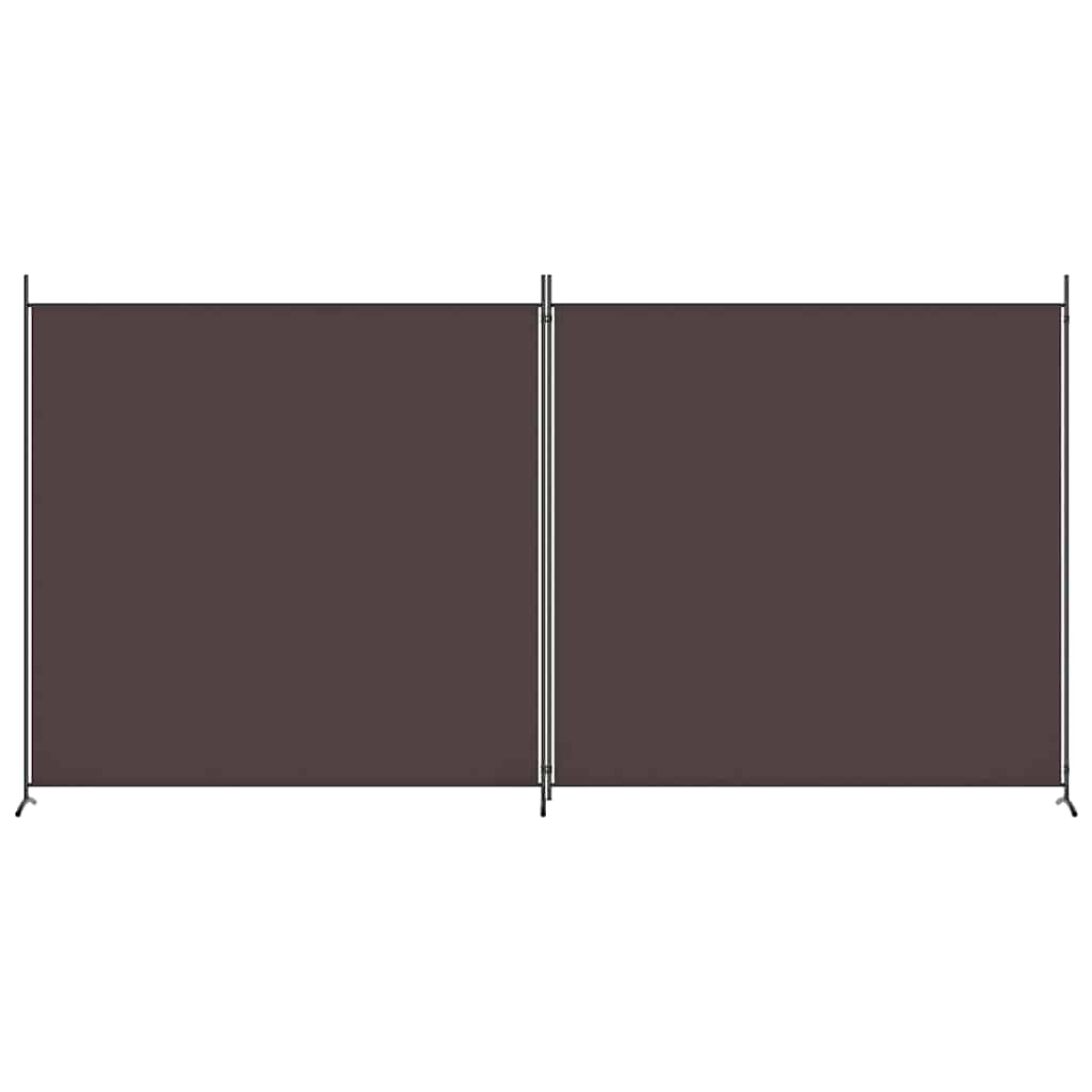 Divisorio a 2 Pannelli Marrone 348x180 cm in Tessuto