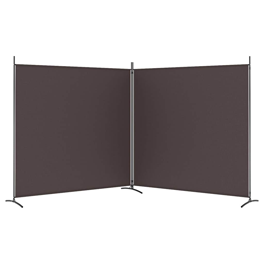 Divisorio a 2 Pannelli Marrone 348x180 cm in Tessuto