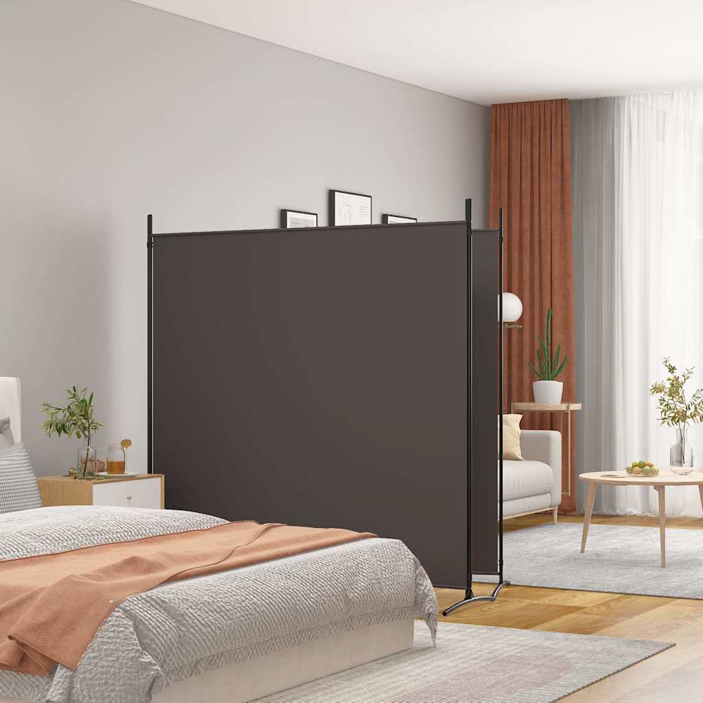 Divisorio a 2 Pannelli Marrone 348x180 cm in Tessuto