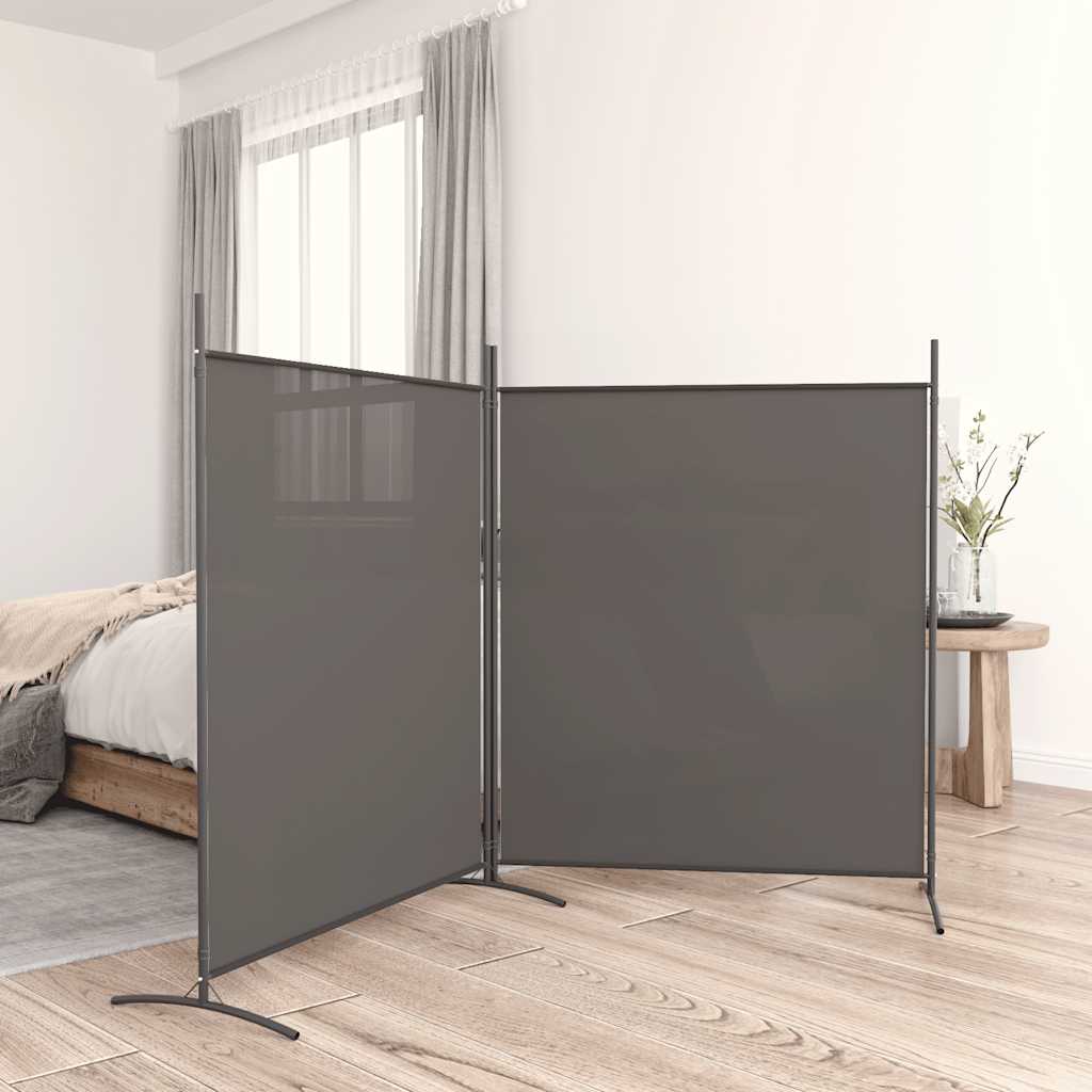 Divisorio a 2 Pannelli Antracite 348x180 cm Tessuto - homemem39