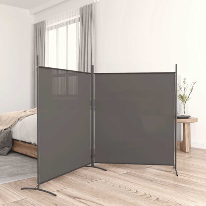 Divisorio a 2 Pannelli Antracite 348x180 cm Tessuto - homemem39