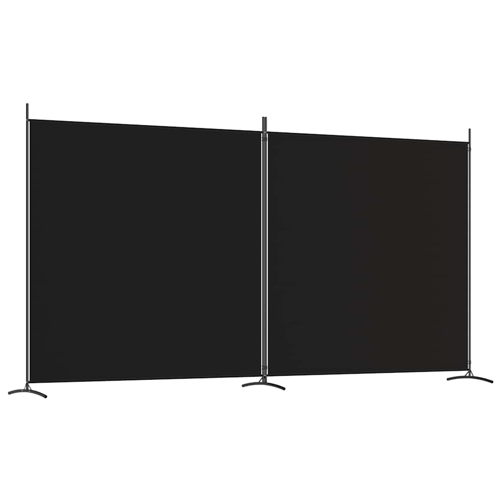 Divisorio a 2 Pannelli Nero 348x180 cm in Tessuto - homemem39