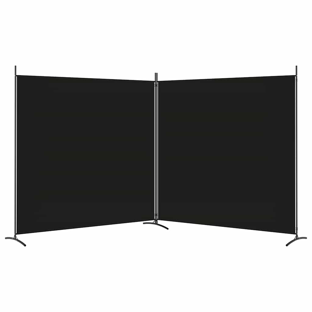 Divisorio a 2 Pannelli Nero 348x180 cm in Tessuto - homemem39