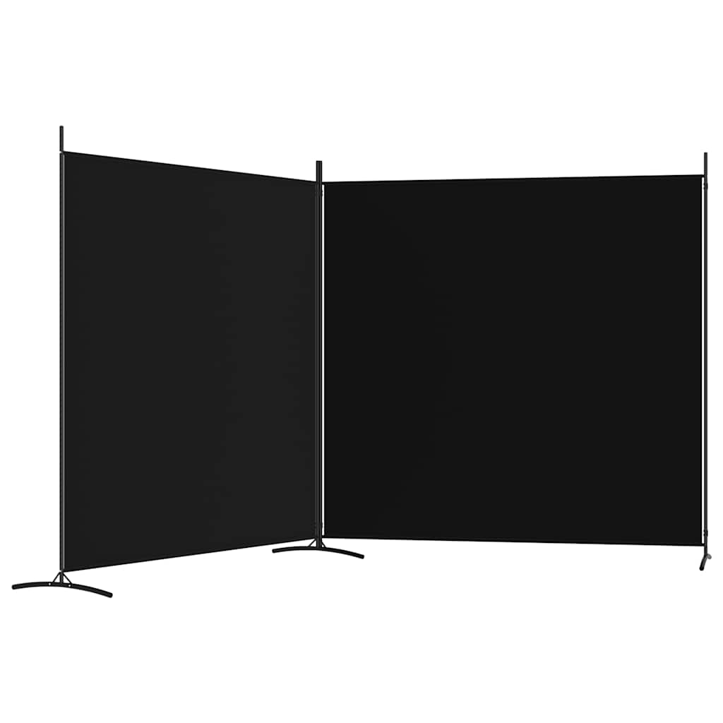 Divisorio a 2 Pannelli Nero 348x180 cm in Tessuto - homemem39