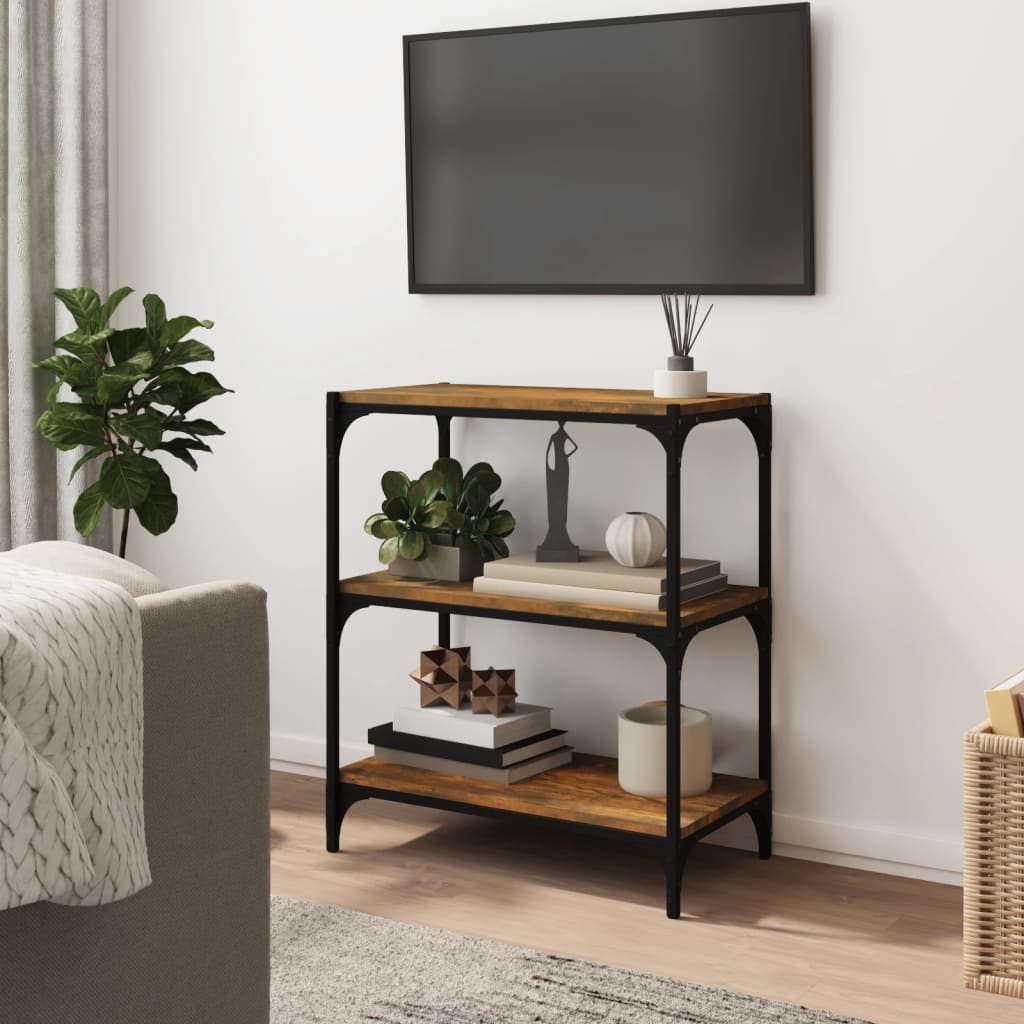 Libreria rovere fumo 60x33x70,5 cm Legno Multistrato e Acciaio | homemem39