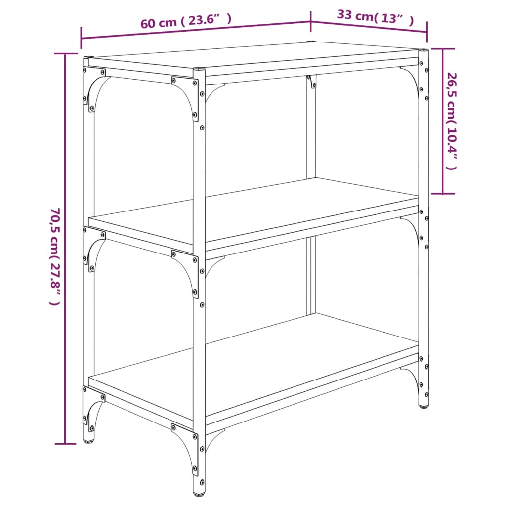 Libreria rovere fumo 60x33x70,5 cm Legno Multistrato e Acciaio