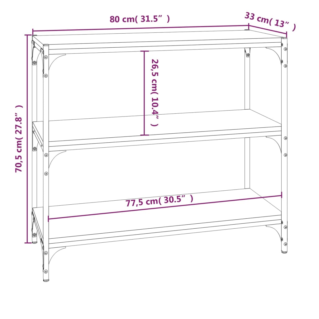 Libreria rovere fumo 80x33x70,5 cm Legno Multistrato e Acciaio
