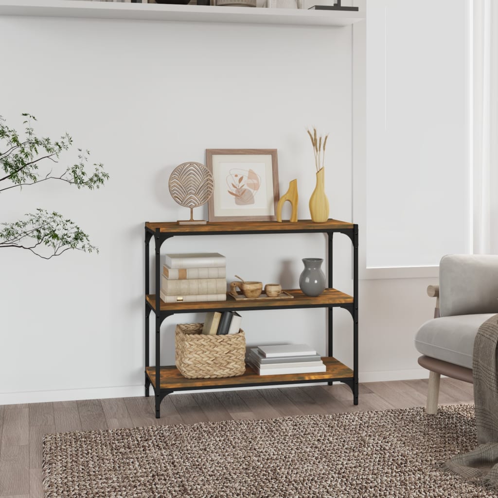 Libreria rovere fumo 80x33x70,5 cm Legno Multistrato e Acciaio | homemem39