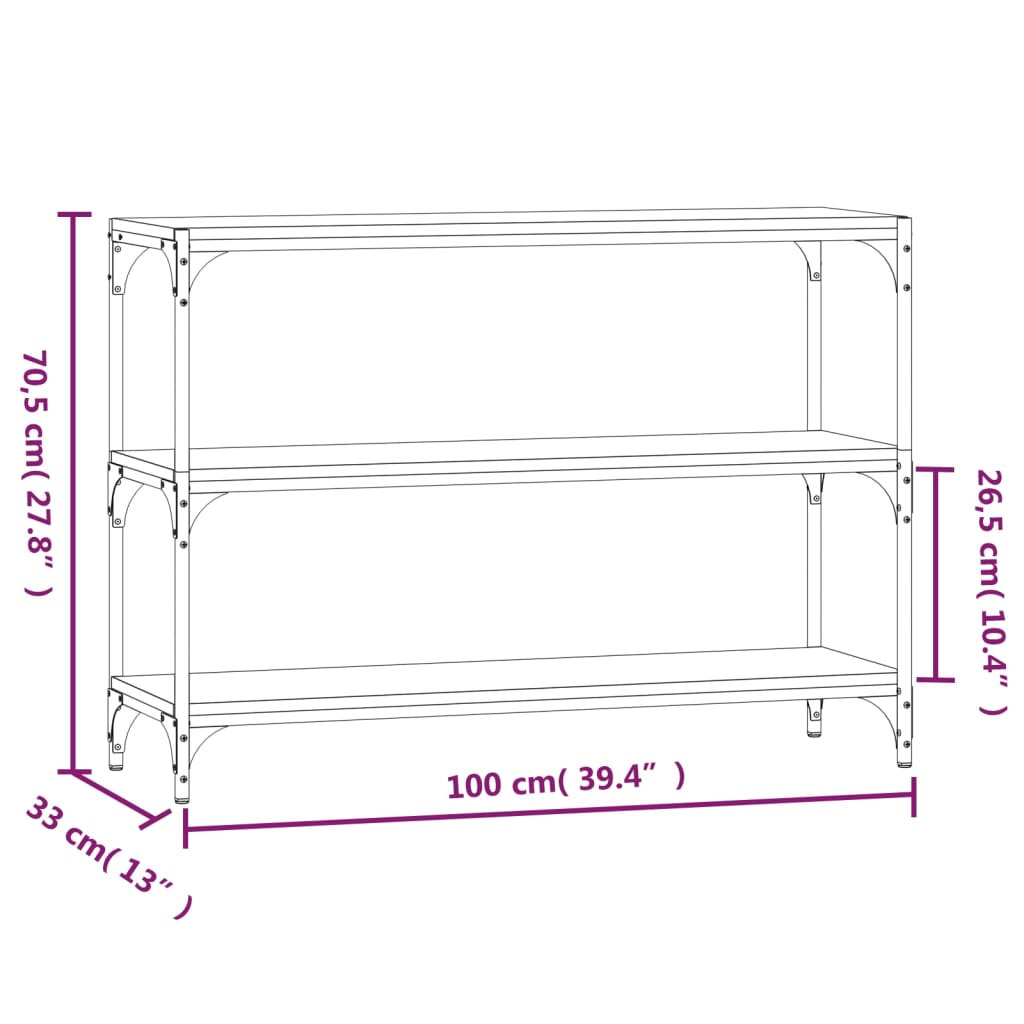 Libreria Rovere Sonoma 100x33x70,5cm Legno Multistrato Acciaio