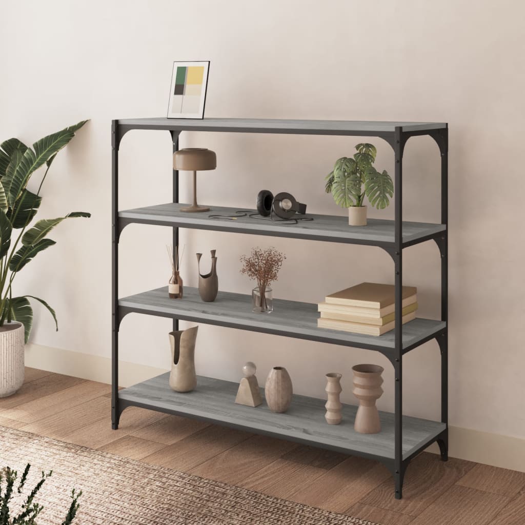 Libreria grigio sonoma 100x33x100cm Legno Multistrato e Acciaio | homemem39