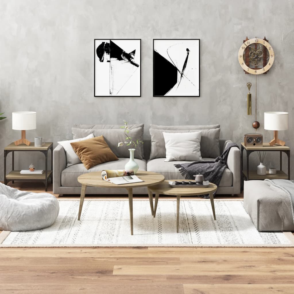 Tavolini 2pz rovere sonoma 40x40x40 cm in Legno Multistrato | homemem39