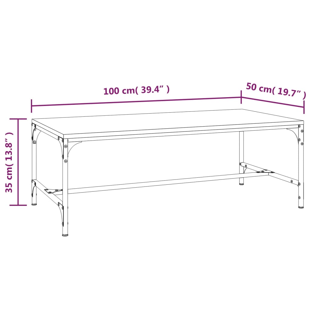 Tavolino da Salotto Nero 100x50x35cm Legno Multistrato | homemem39
