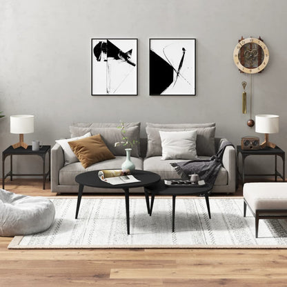 Tavolini 2pz Nero 40x40x35 cm in Legno Multistrato | homemem39
