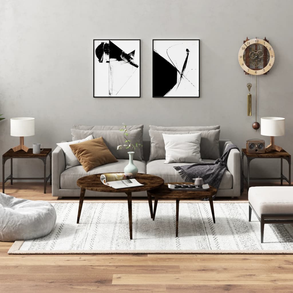 Tavolini 2pz rovere fumo 40x40x35 cm in Legno Multistrato | homemem39