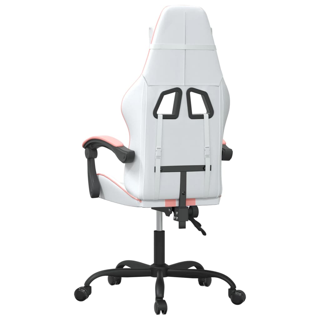 Sedia da Gaming Girevole Bianco e Rosa in Similpelle