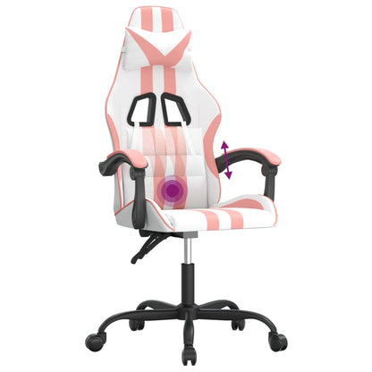 Sedia da Gaming Girevole Bianco e Rosa in Similpelle