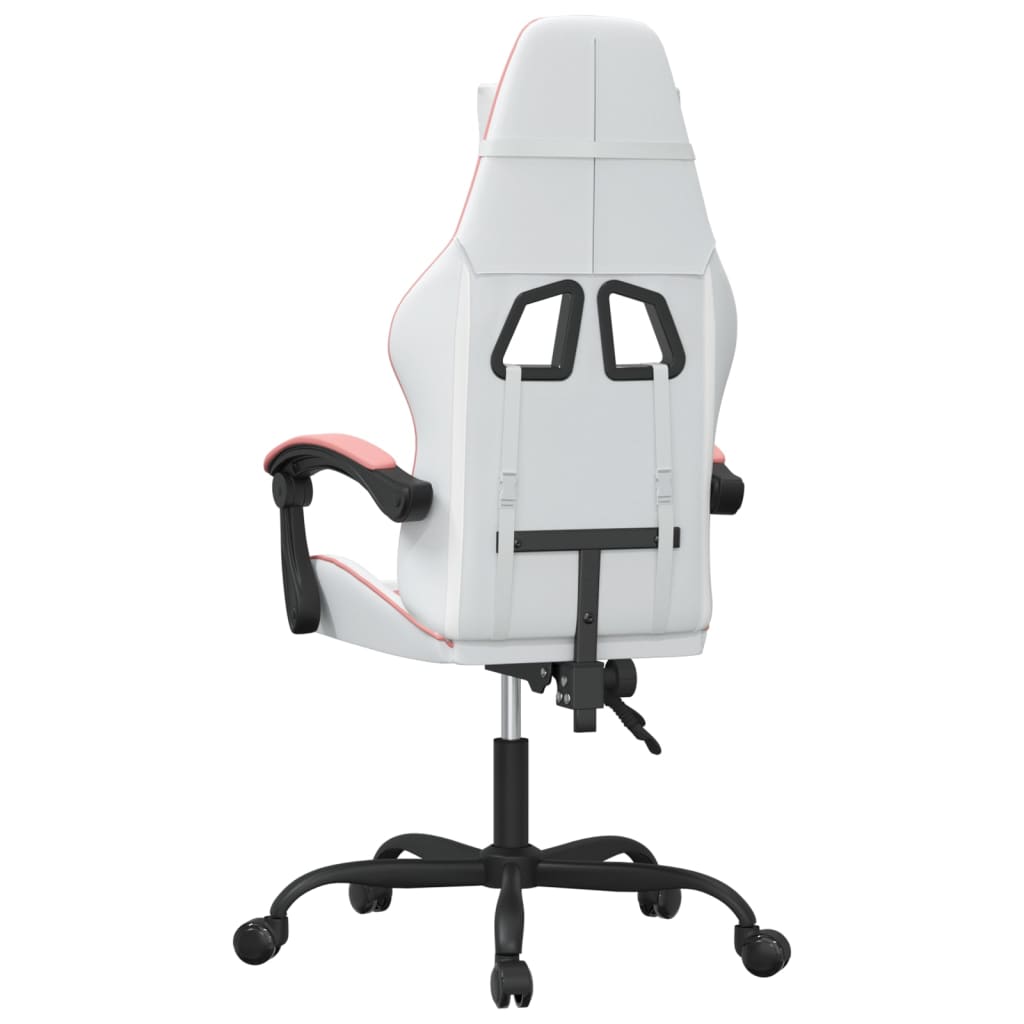 Sedia da Gaming Girevole Bianco e Rosa in Similpelle