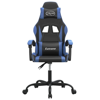 Sedia da Gaming Girevole Nero e Blu in Similpelle