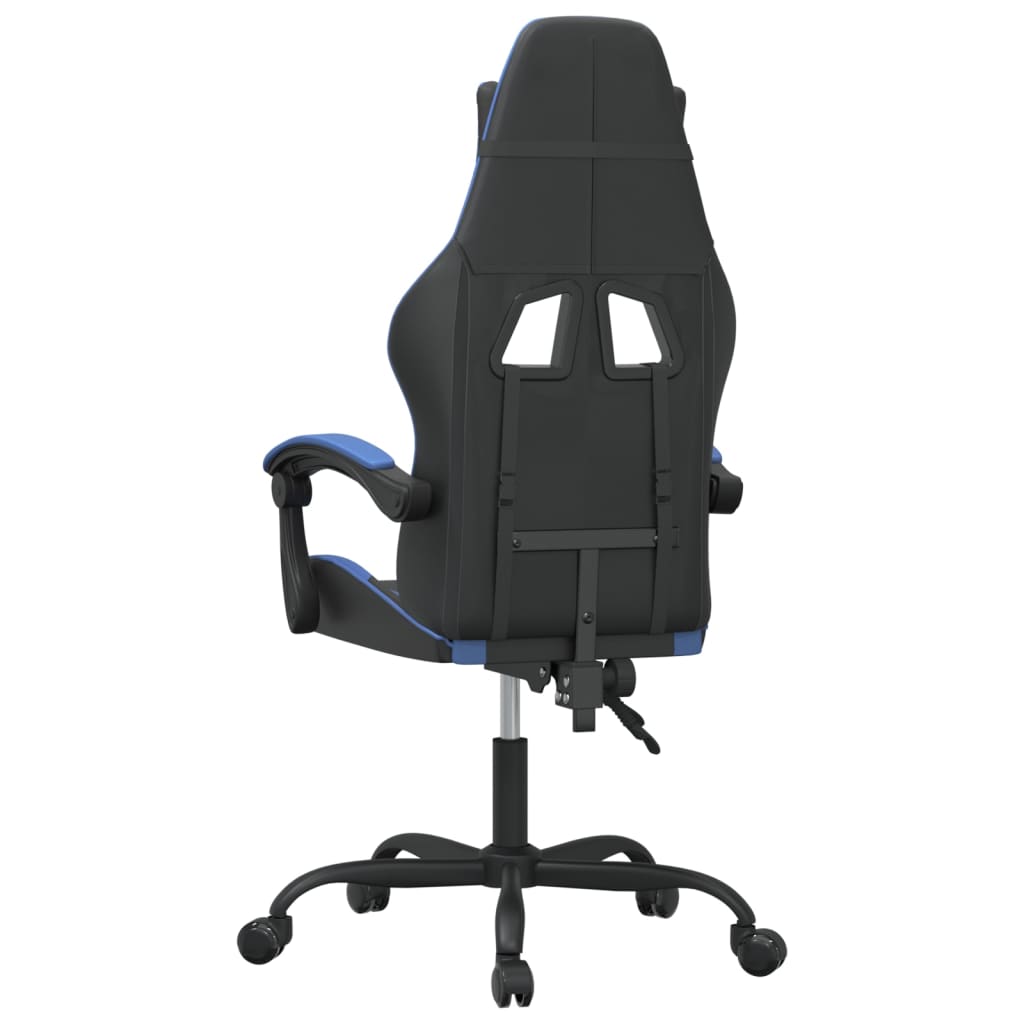 Sedia da Gaming Girevole Nero e Blu in Similpelle