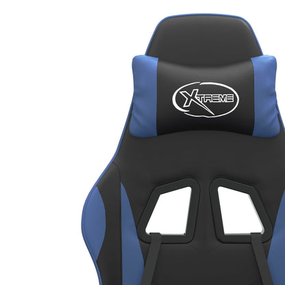 Sedia da Gaming Girevole Nero e Blu in Similpelle