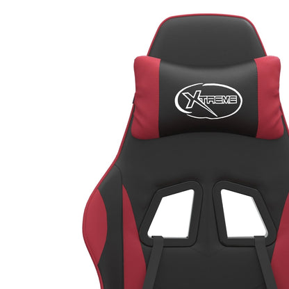 Sedia da Gaming Girevole Nero e Rosso Vino in Similpelle