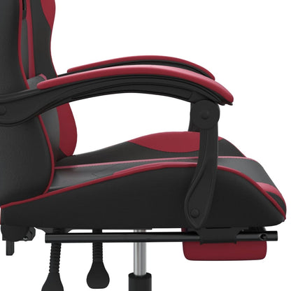 Sedia Gaming Girevole Poggiapiedi Nero e Rosso Vino Similpelle