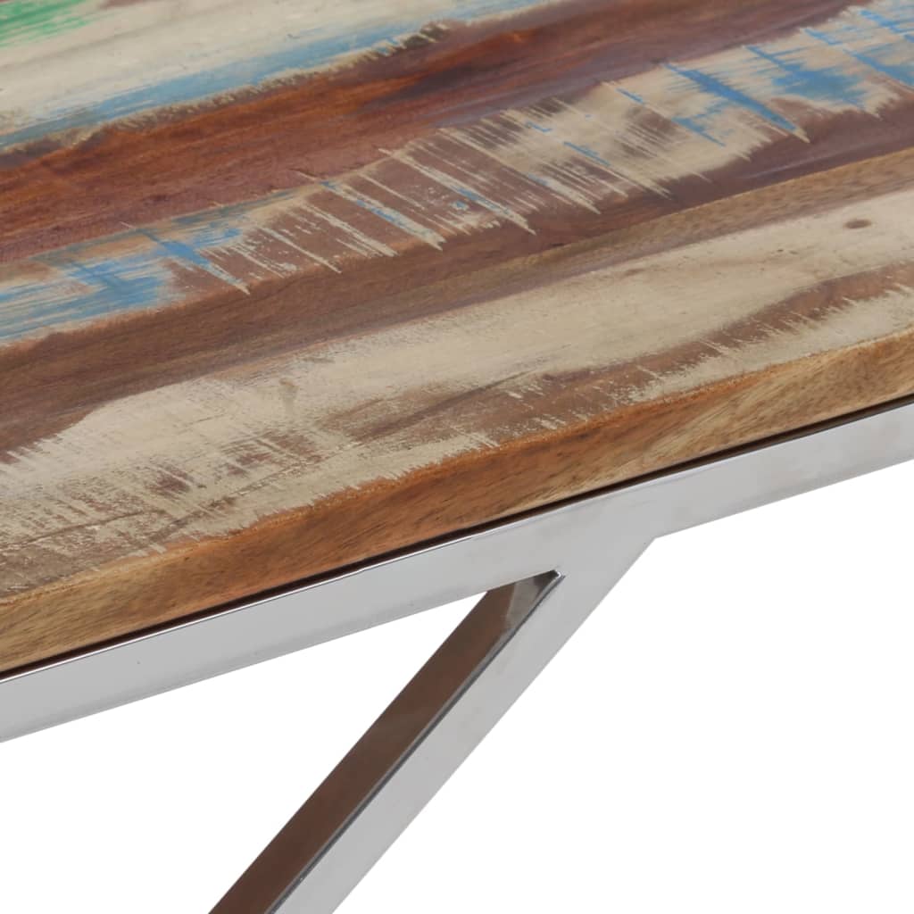 Tavolino Salotto Argento in Acciaio Inox e Legno di Recupero | homemem39